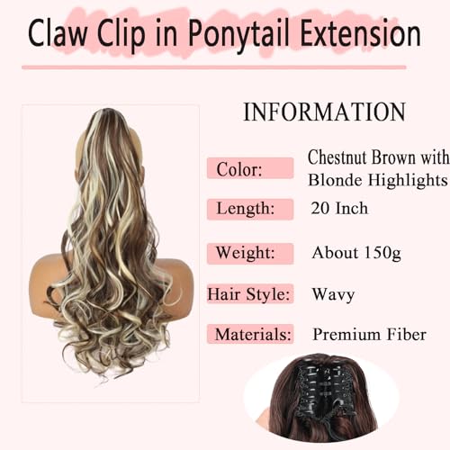 30-Inch Wavy Ponytail Extension with Claw Clip - Synthetic Hairpiece