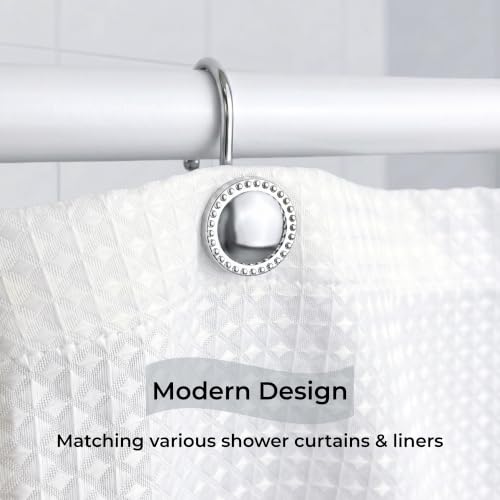 Rust-Resistant Shower Curtain Hooks - 12-Pack Chrome Decorative Rings