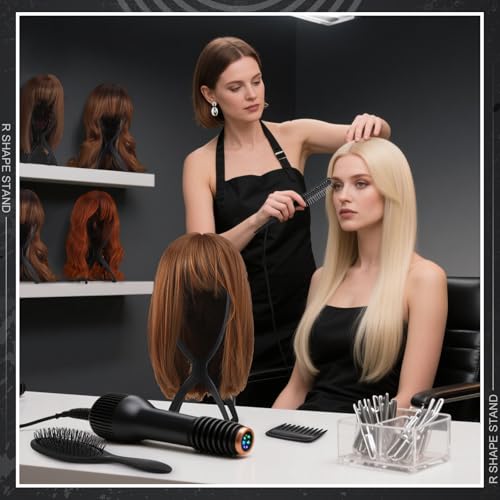 ProSuites 10 Pack Wig Styling & Display Kit with 2 Foldable Wig Stands & 5 Comb Set – Travel & Home Use