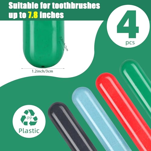 Hooqict 4-Pack Portable Travel Toothbrush Cases - Colorful Protectors