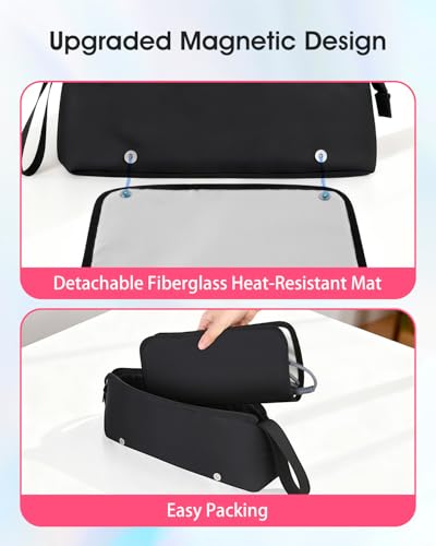 Seashpea Midnight Travel Hair Tool Bag with Heat-Resistant Mat, Large Organizer