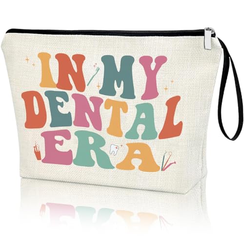 Creakraft 'In My Dental Era' Linen Makeup Bag for Dental Professionals & Fans