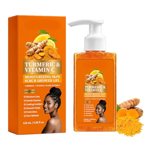 Vitamin C & Turmeric Body Scrub & Wash - Exfoliating Hydrating Shower Gel, 4.05 fl oz