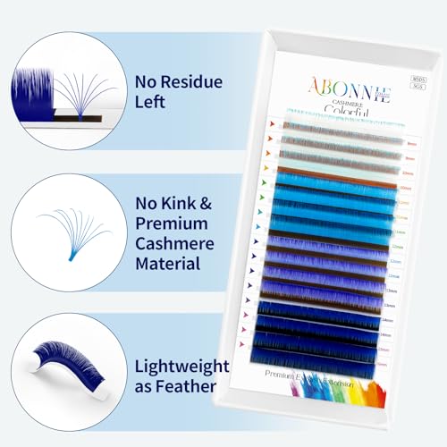 ABONNIE 0.07-D Blue Ombre Colored Lash Extensions 12-15mm Easy Fan Volume Lashes