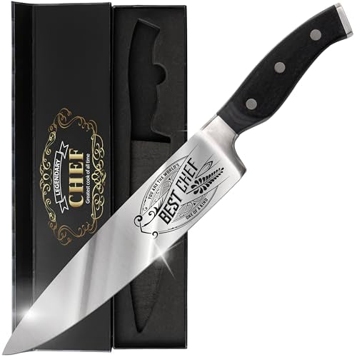 Engraved Chef Knife - 8" Stainless Steel with Pakkawood Handle - Perfect Gift for Chefs