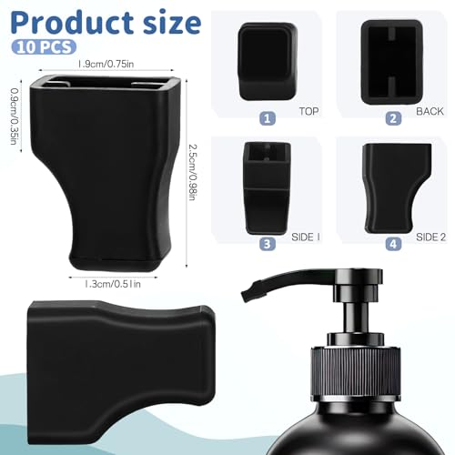 10-Pack Coffee Syrup Pump Tip Covers - Black Silicone Pourer Caps