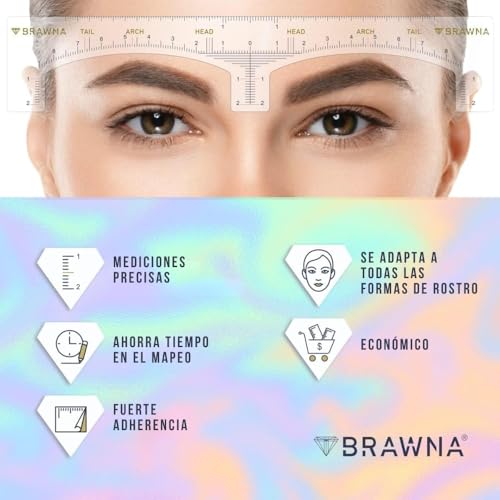 Brawna Eyebrow Ruler Stencil Kit - 120 Pcs Disposable Adhesive Shapers