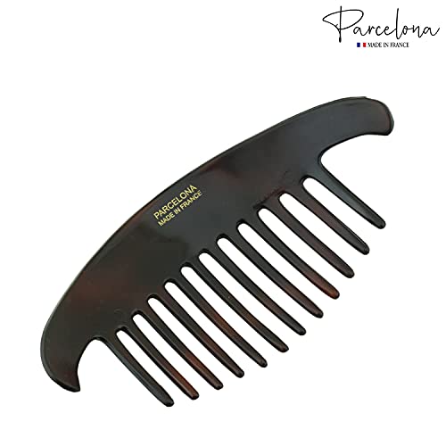 Parcelona Tortoise Shell Brown French Alice Hair Comb Set of 2 - Large 3.75" for Women & Girls