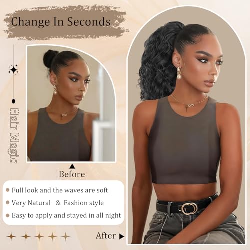 16in Curly Drawstring Ponytail Extension for Black Women - T1B/27