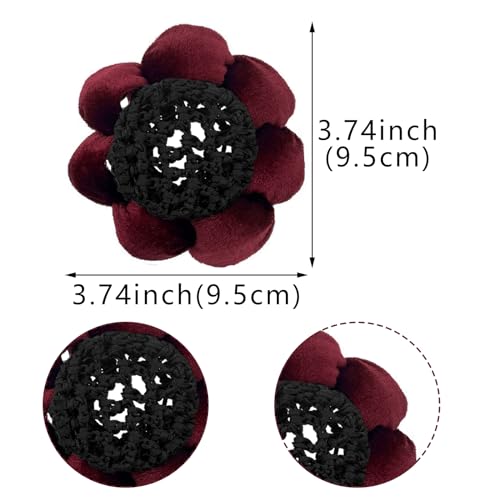 Thinslimer Pack of 5 Large Ballet Hair Bun Covers with Flower Elastic Ponytail Holders
