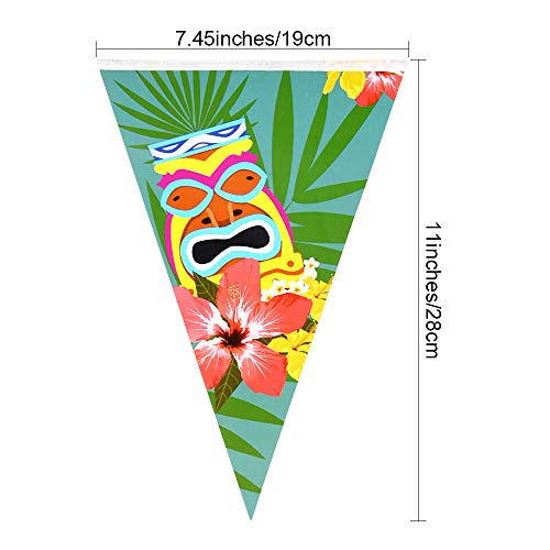 FEPITO Hawaiian Bunting Banner - 4 Pack Tropical Luau Decor
