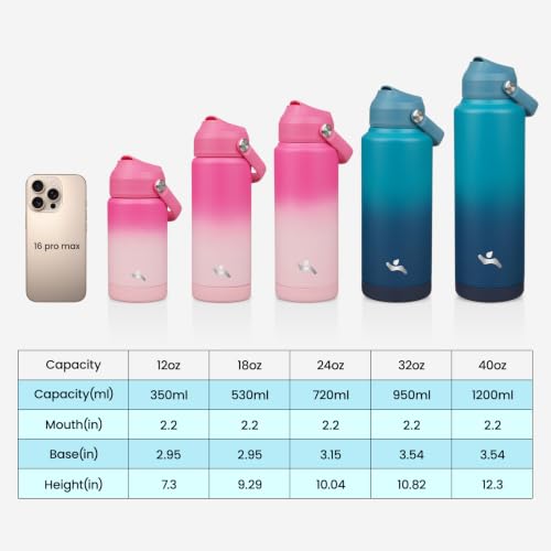 Konokyo 24 oz Insulated Stainless Steel Sports Water Bottle with Straw Lid - BPA-Free & Leak-Proof