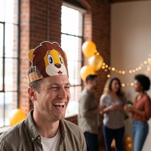 12 Jungle Safari Birthday Paper Crowns for Kids Party
