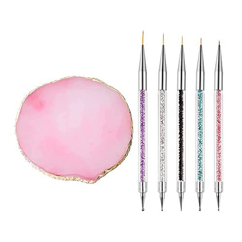5-Piece Nail Art Brush Set with Resin Palette for Nail Design