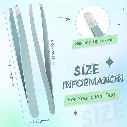 Mudder Light Blue 12-Piece Stainless Steel Eyebrow & Facial Hair Tweezers Set