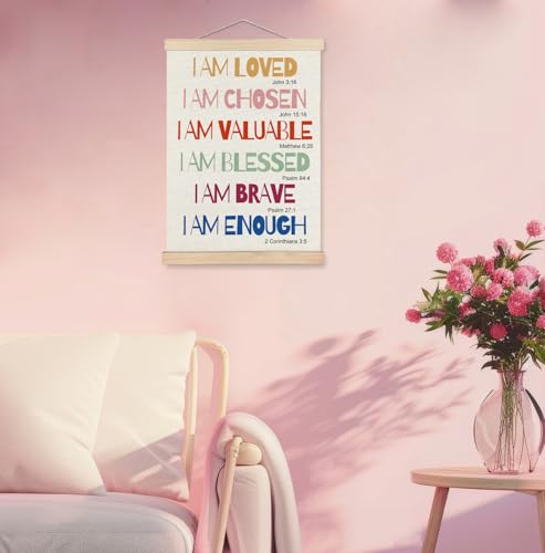 Motivational Bible Verse Canvas Wall Art for Girls - 12x16 Inch