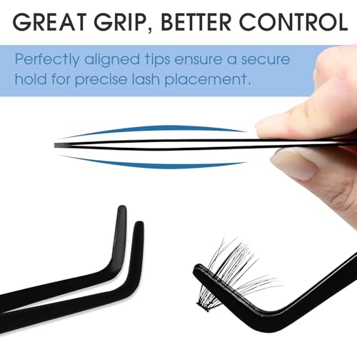 Stainless Steel Lash Tweezers for DIY Cluster Lashes - Curved Tip