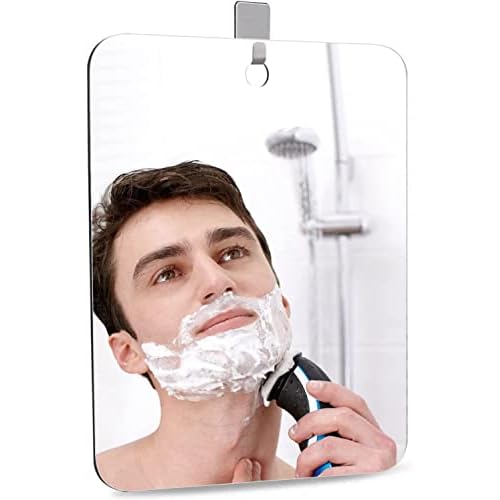 APHUIME Deluxe Large Fogless Shower Mirror, Fogless Shaving Mirror(7.48 in X 11 ?in), Anit-Fog Shaving Mirror with Hook, Fog Free Wall Hanging Makeup Mirror, Anti Fog Shatterproof Mirror in Bathroom