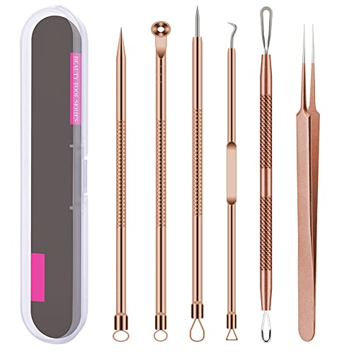 BLAAROOM Rose Gold 6-Piece Pimple Extractor Kit - Blackhead & Acne Removal Tools