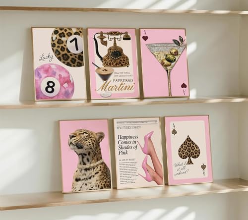 Trendy Pink Leopard Wall Art Prints - 8x10in Unframed Aesthetic Decor