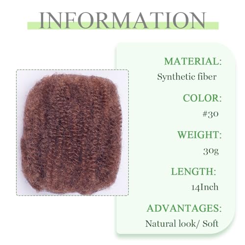 MOCCWOM Afro Kinky Bulk Hair for Dreadlock Extensions - 14 Inch, 4 Bundles, 120g