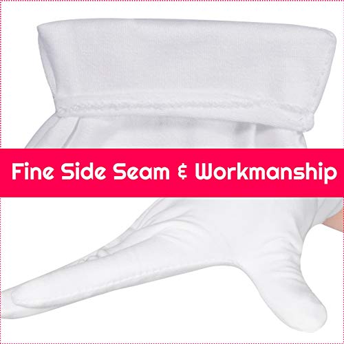 Selizo 3 Pairs White Cotton Gloves for Eczema & Dry Hands