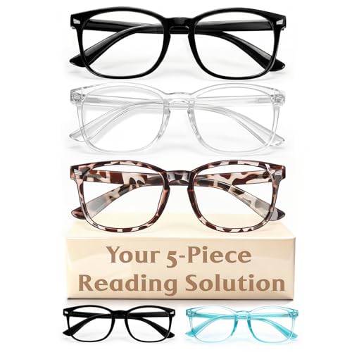CHEERS DEVICES 5-Pack Round Reading Glasses, Mix Color, UV400
