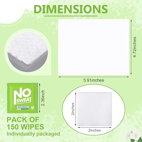 Timgle Bright 150 Pack Deodorant Body Wipes Individually Wrapped for Men & Women