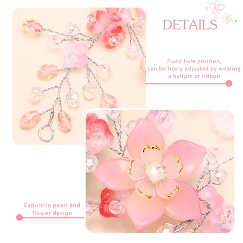 Urieo Pink Flower Crown Headband for Girls - Wedding Hair Accessory