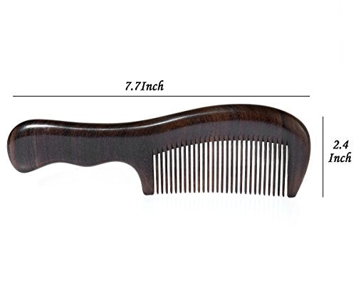 Liasun Handmade Natural Chacate Preto Wood Comb - Anti-Static Fine Tooth