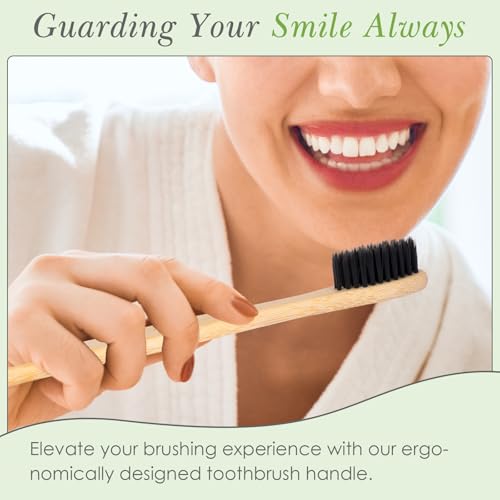 10 Pack Eco-Friendly Bamboo Toothbrushes with Medium Bristles