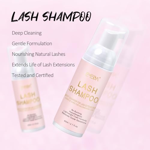 EMEDA Lash Shampoo Cleaning Kit with Mini Fan & Brushes