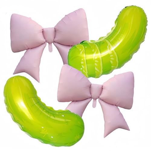 Pink Bow & Pickle Balloons Set - Kind of a Big Dill Party Decor