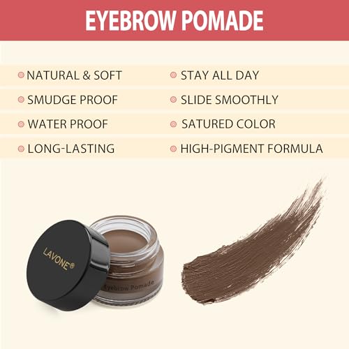 LAVONE Waterproof Eyebrow Pen Kit Dark Brown - Microblading & Pomade Makeup Set