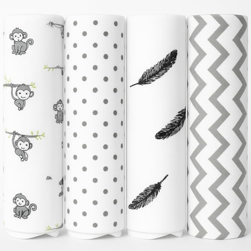 Muslin Swaddle Blankets - Pack of 4, 47x47 Inches for Newborns