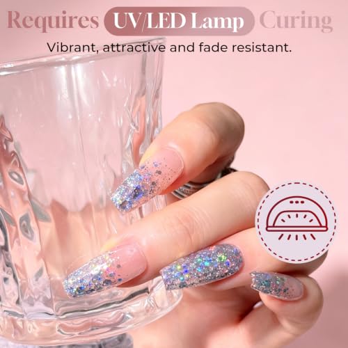 ROSALIND 12PCS Glitter Gel Nail Polish Kit - Sparkle Sequins for Party Night
