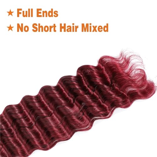 Leruikair 20-Inch Burgundy Curly Human Braiding Hair - 100g Bulk Set