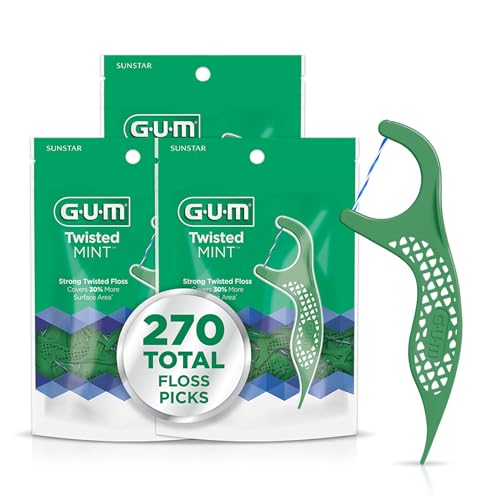 GUM Twisted Mint Dental Floss Picks - 90 Count Travel Pack