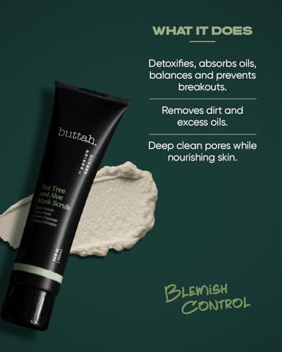 Buttah Skin Tea Tree & Aloe Exfoliating Scrub 3oz - Gentle Cleanser for All Skin Types