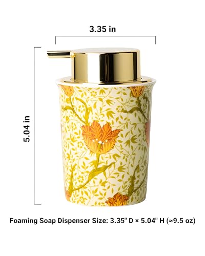 Floral Porcelain Soap Dispenser with Gold Pump - 9.5oz