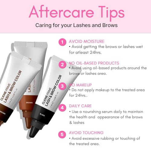 CLIONE PRIME Dark Brown Korean Lash & Brow Color Kit - Temporary, Fades 1-2 Weeks