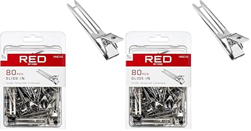 Red by Kiss 80pcs 1.75" Slide-In Hair Clips - Durable Metal Curl Clips (Pack of 2)