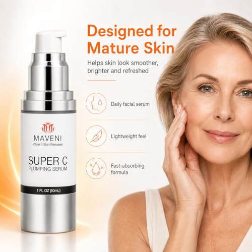 MAVENI Vitamin C Serum with Hyaluronic Acid - Brightening Anti-Aging Facial Serum for Dark Spots & Fine Lines, 1 Fl Oz