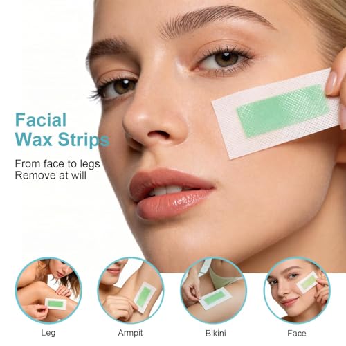 Waxfans 56PCS Face & Eyebrow Wax Strips Kit with Oil Wipes