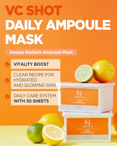 AMPLE:N VC Shot Daily Vitamin C Sheet Mask Tub - 30 Count Brightening
