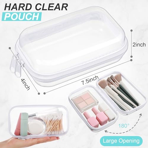 Hoolerry Clear Hard Zipper Case Pouch Set of 3, White, S