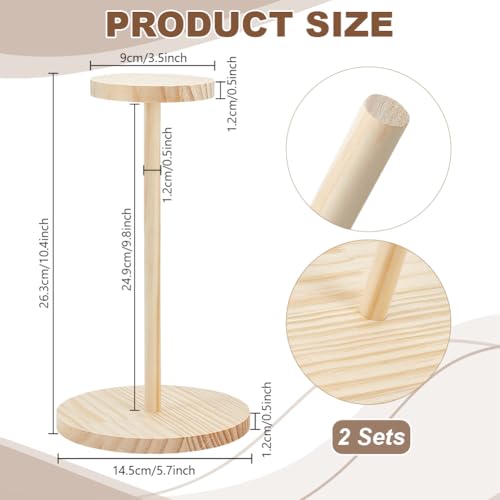 PH PandaHall Wooden Hat Display Stand - 2 Set Non-Slip Rack