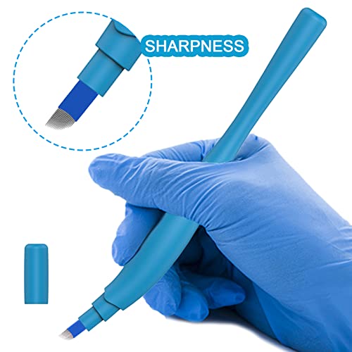 10-Pack Disposable Microblading Pen with 14F Needles for Eyebrow Tattooing