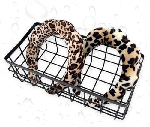 Dolebao Brown Leopard Spa Headbands for Face Washing & Skincare, Soft & Absorbent Makeup Hairbands