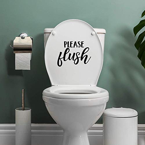 Please Flush Vinyl Wall Art Decal - 7" x 8" Funny Bathroom Quote